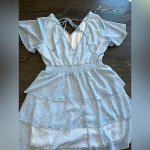 Altard State Blue Cheetah Ruffle Dress L/XL